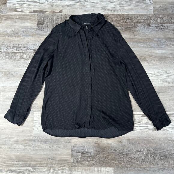 Robert Rodriguez Black Microdot Button Down Blouse Minimal Officewear M - Picture 1 of 7